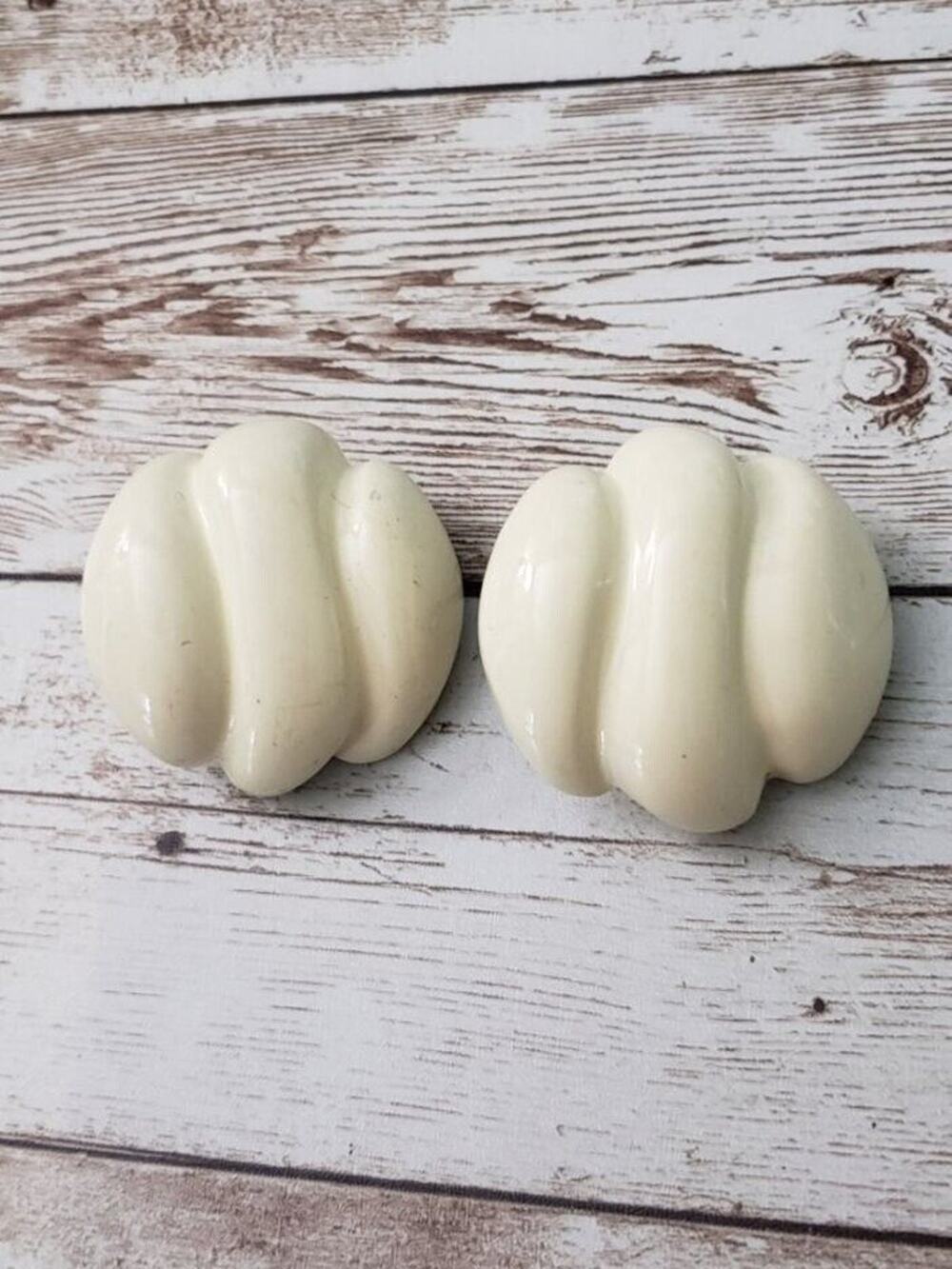 Vintage Clip On Earrings Extra Large Cream Statement Earrings - Fair Condition